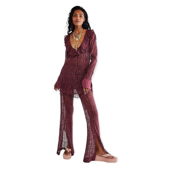 NWT Free People In The Night Lace Flare Pants size L your choice of Color - Picture 5 of 5